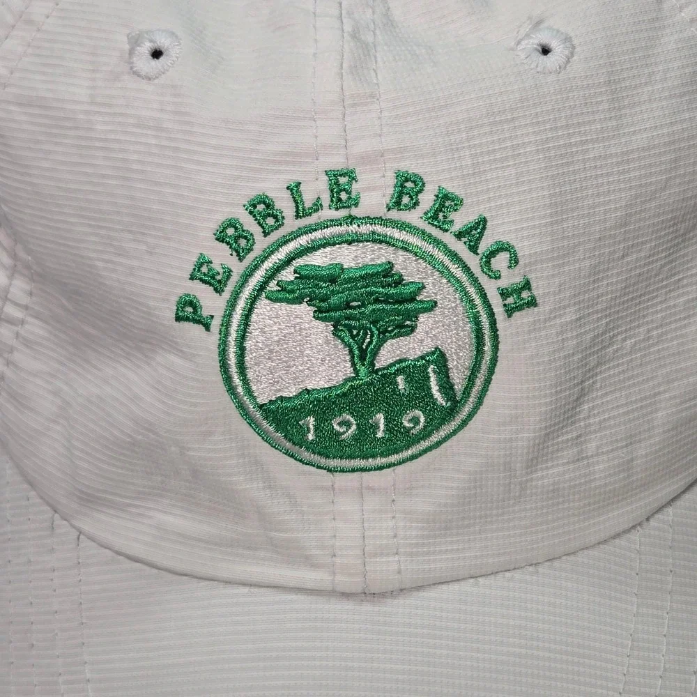 Pebble Beach American Needle Adjustable Golf Cap White California Republic Logo